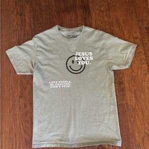 Olive Green Jesus Loves You T-Shirt